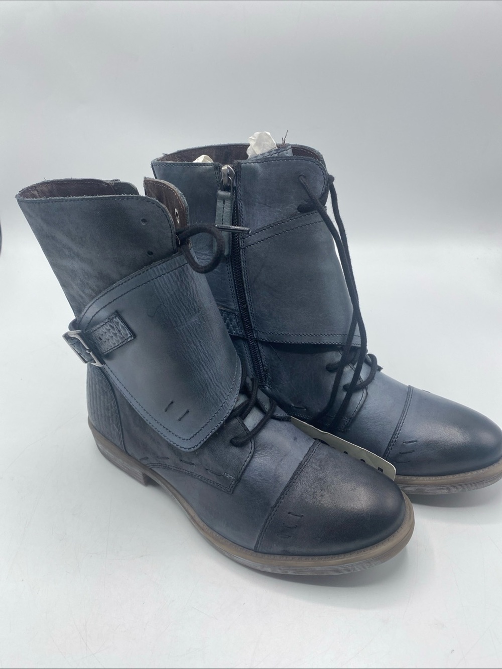 Bed Stu Roan Deception Boots Womens Leather Combat Moto Biker Steampunk Gray 7